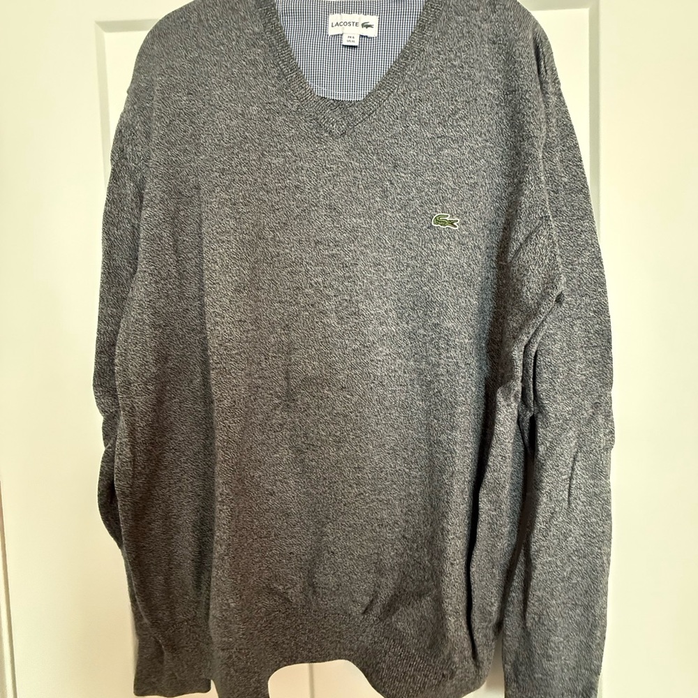 Lacoste Men's Charcoal V-Neck Sweater